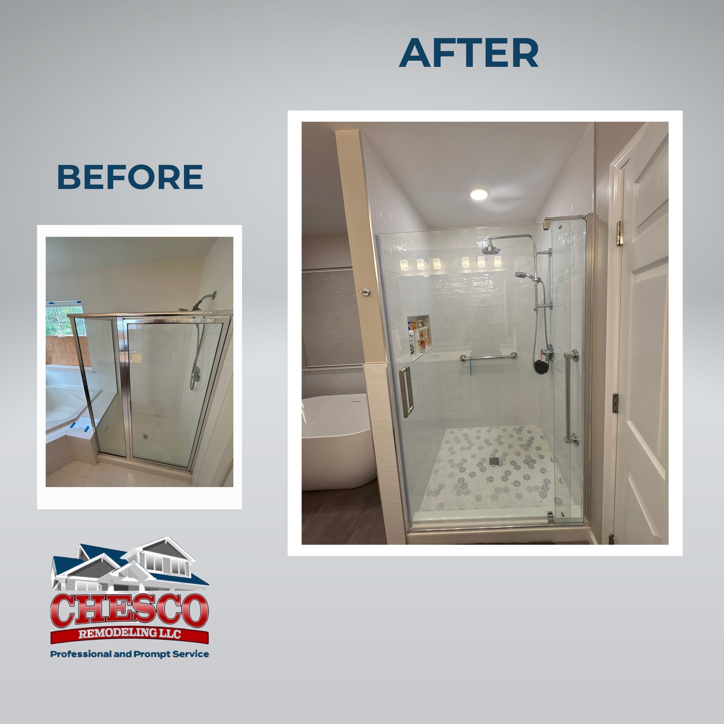 Before and after shower remodel