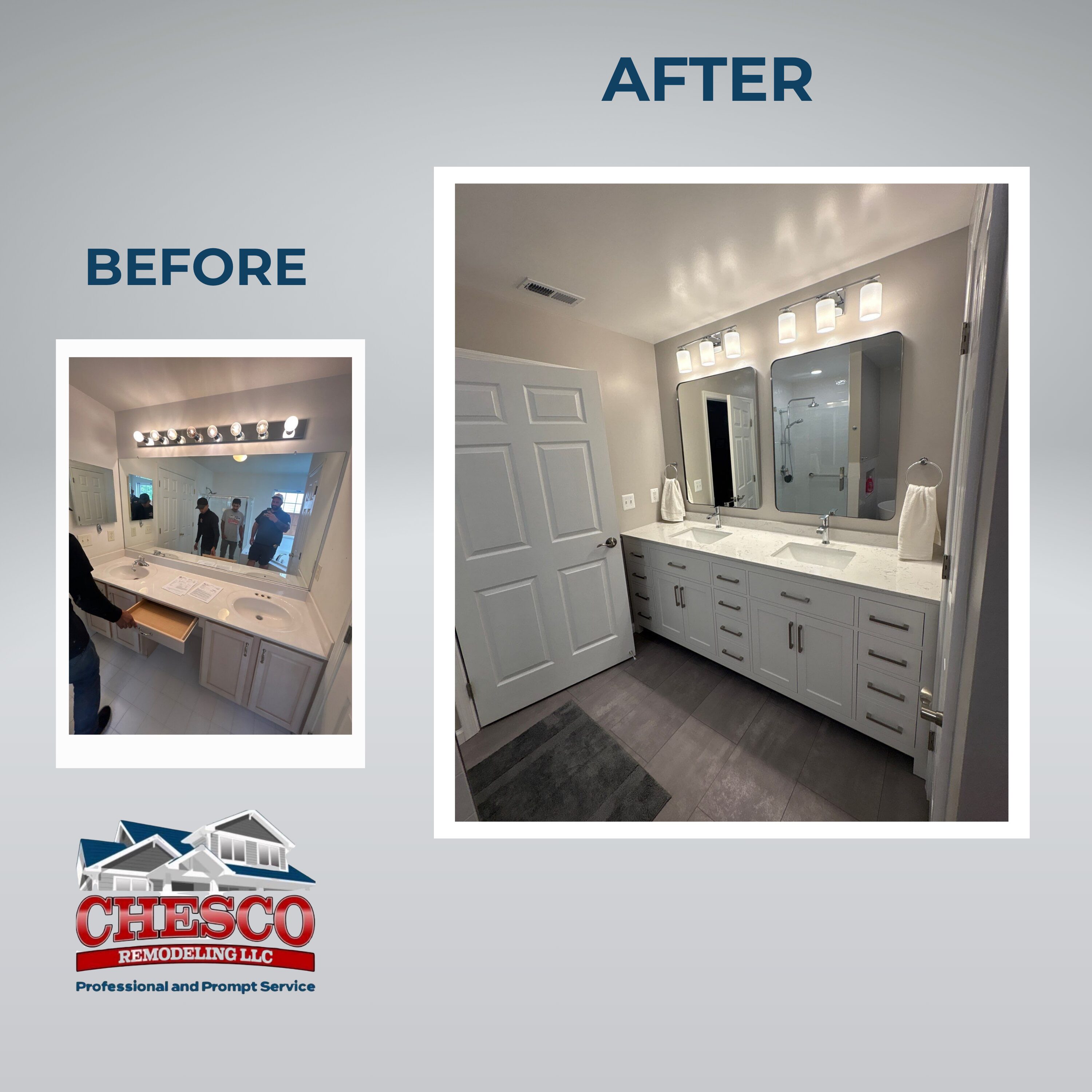Before and after bathroom vanity remodel