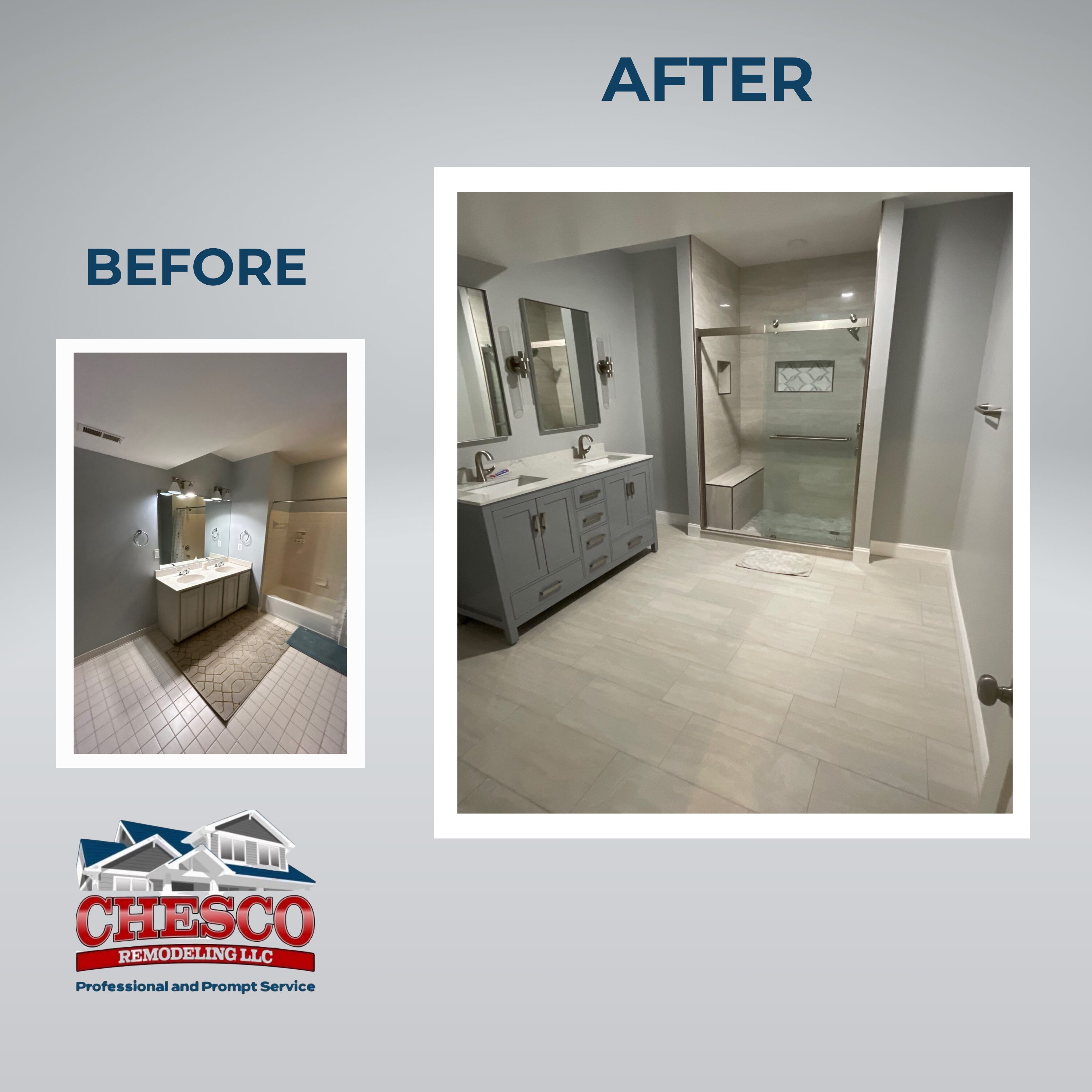 Remodeling company poster showing before and after