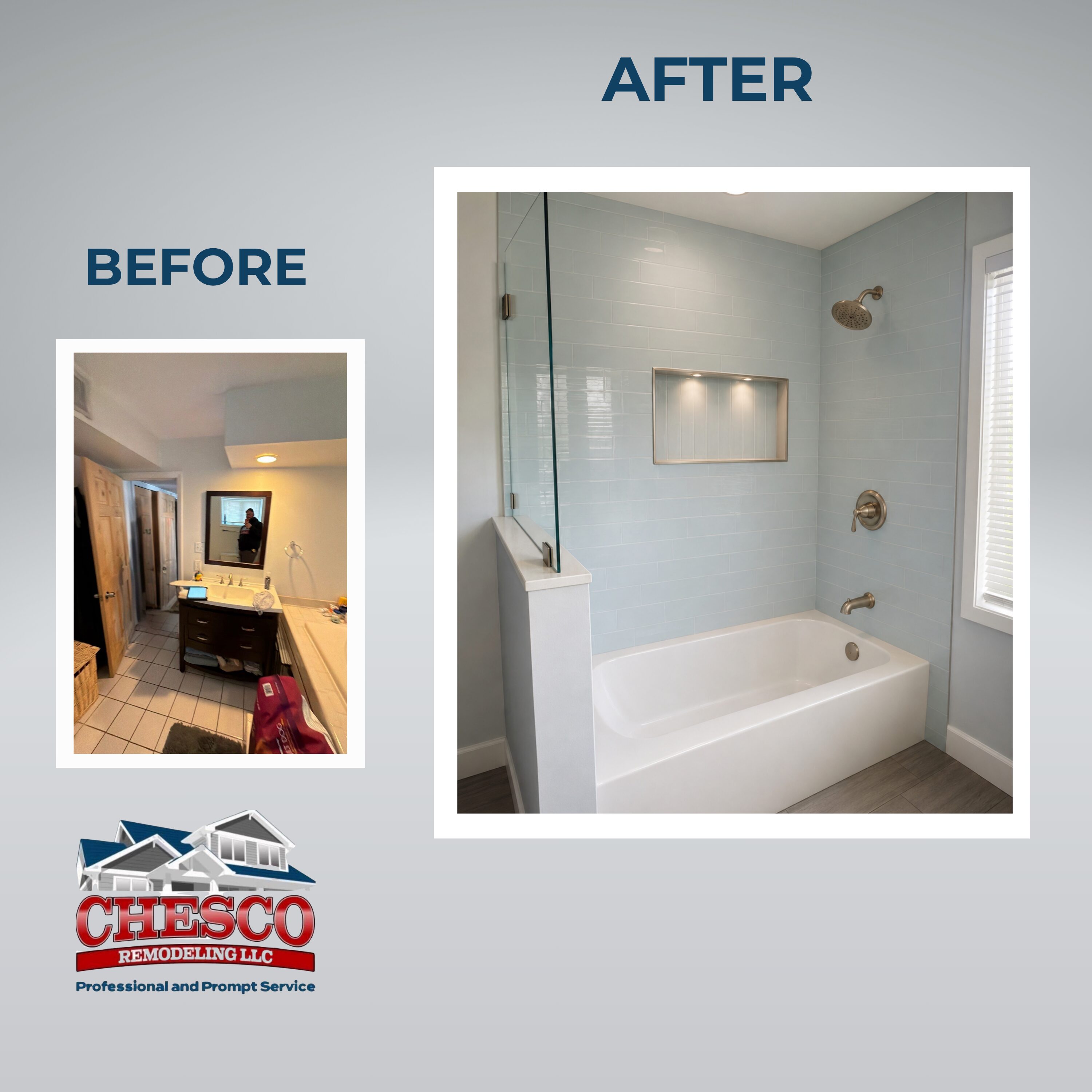 Modern renovated bathroom tub and shower
